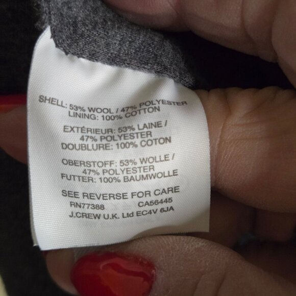 J.Crew Wool Blend Wrap Cardigan Jacket Gray Navy Trim Pockets Size S - Picture 6 of 7